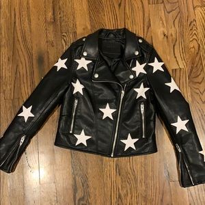Blank NYC Black w/White Star Leather Moto Jacket